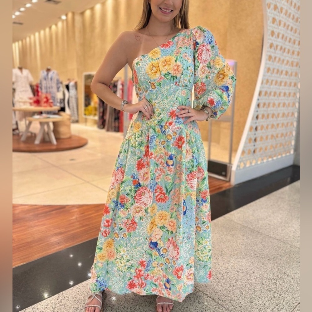 FARM Rio One-Shoulder Long Floral Dress Size M - Picture 2 of 10